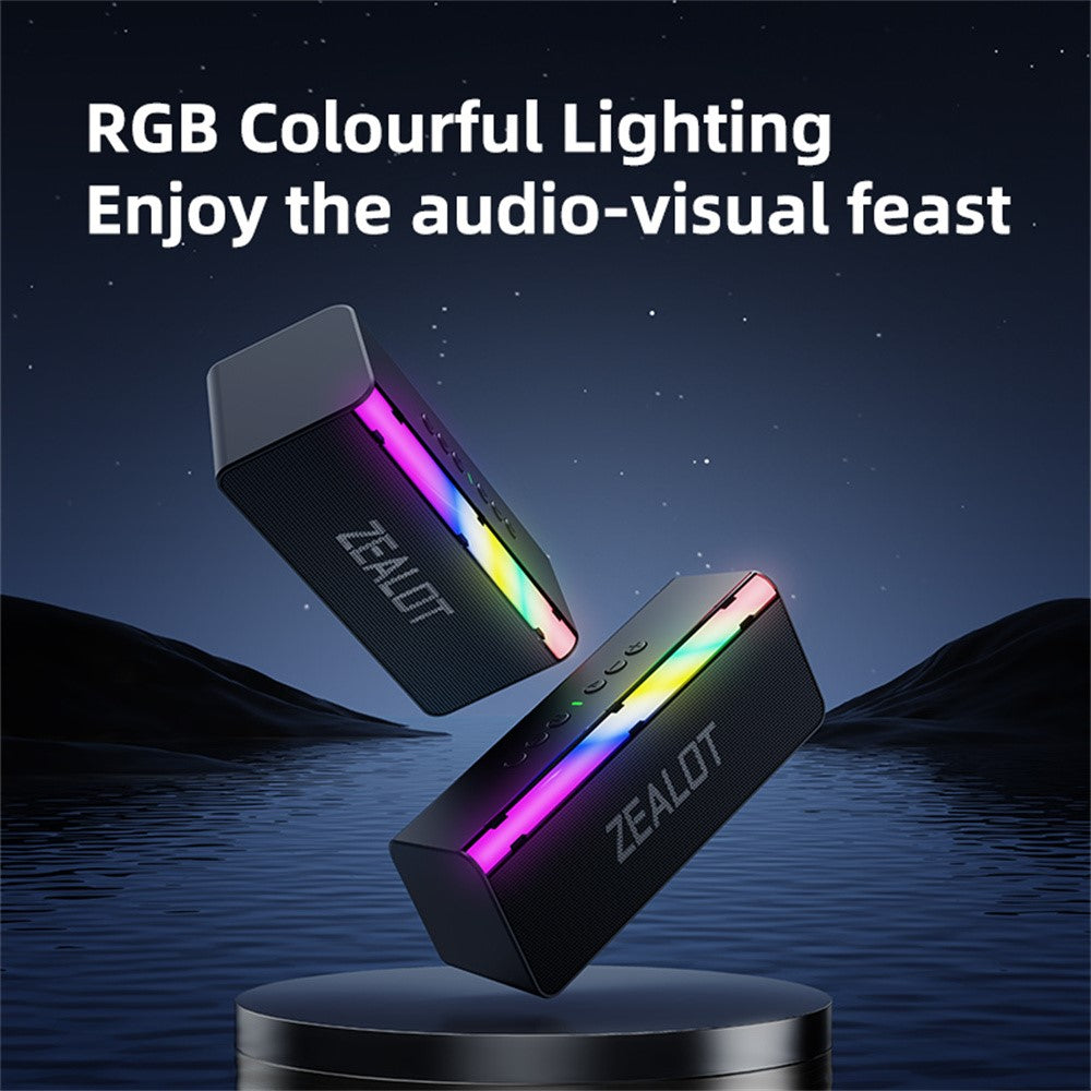 ZEALOT S72 Portable Bluetooth Speaker – 20W Sound, LED Light