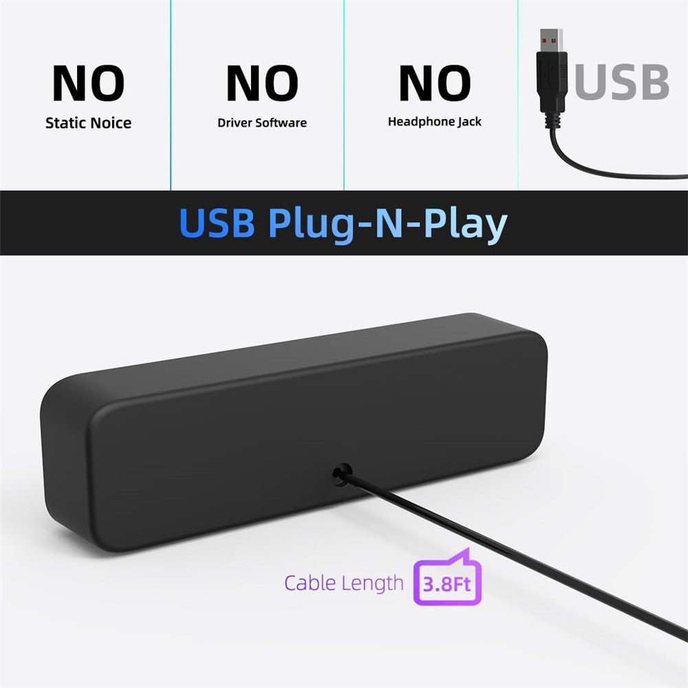USB Desktop Speaker – Dual Horn, Enhanced Bass Soundbar