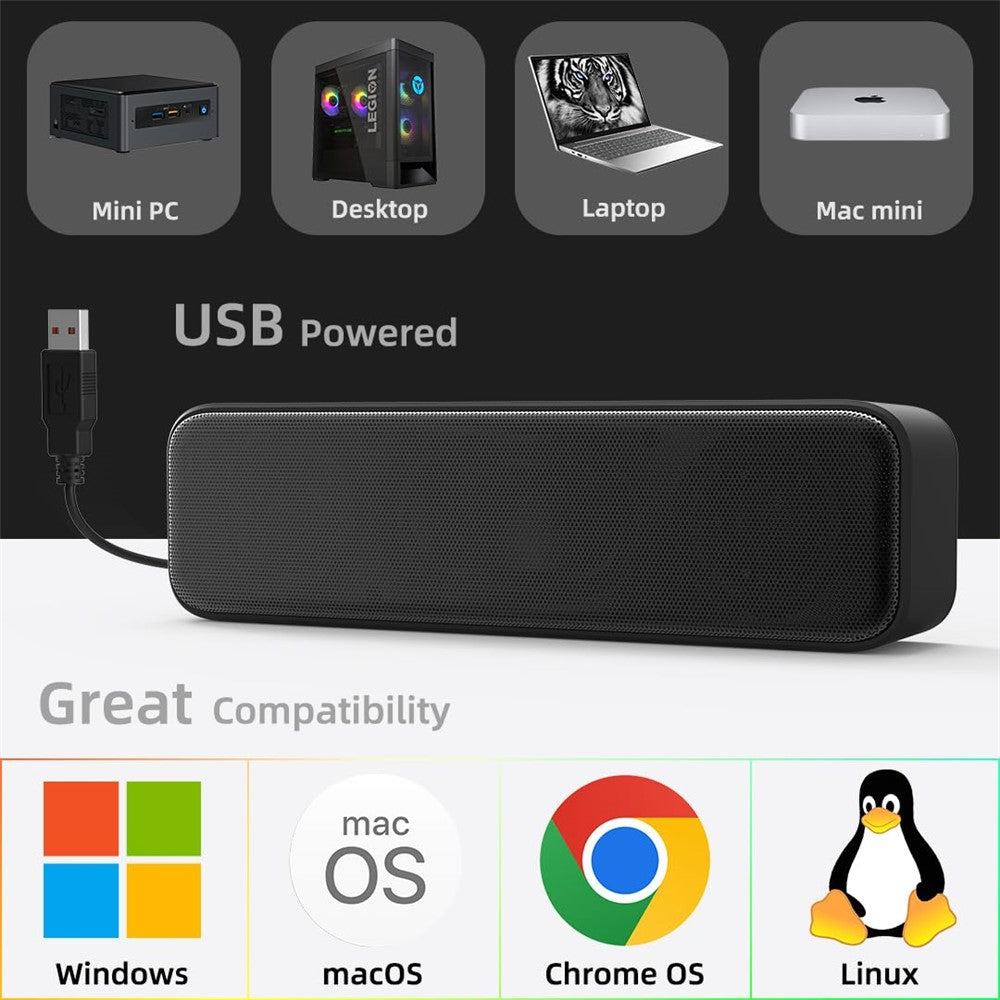 USB Desktop Speaker – Dual Horn, Enhanced Bass Soundbar