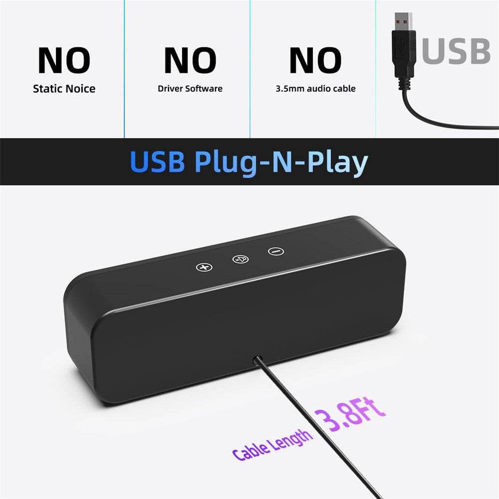 USB Mini Soundbar – Dual Drivers for Desktop & Laptop
