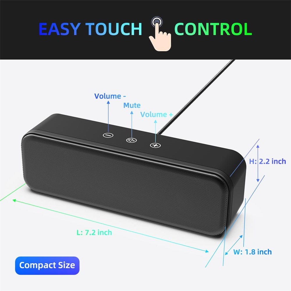 USB Mini Soundbar – Dual Drivers for Desktop & Laptop