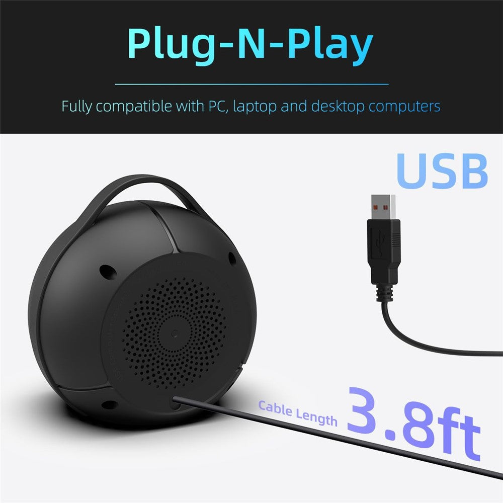 Ball-Shaped USB Desktop Speaker – RGB Light, Enhanced Bass