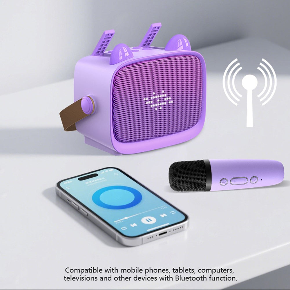 T99 Kids Karaoke Speaker – Dual Microphones, Multi-Light Modes