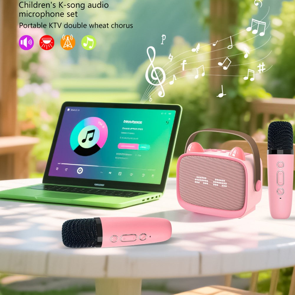 T99 Kids Karaoke Speaker – Dual Microphones, Multi-Light Modes
