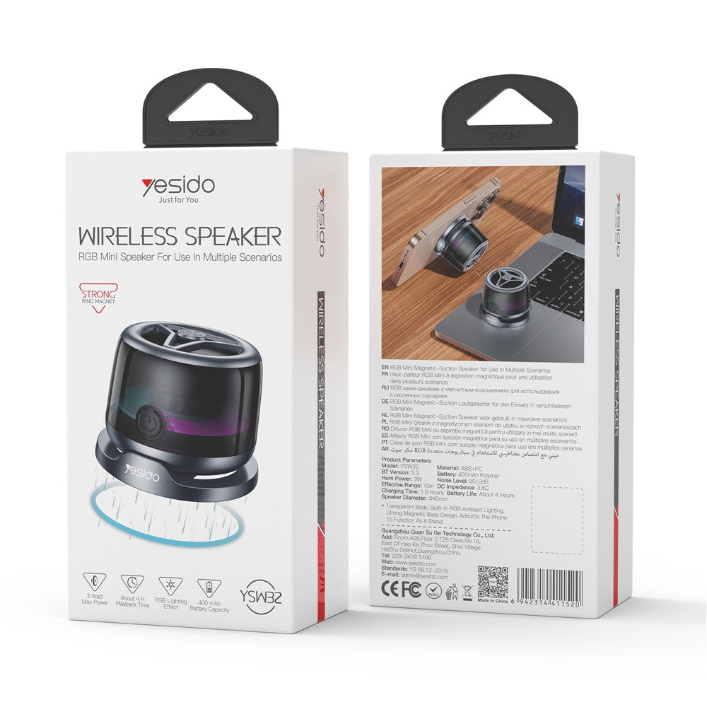YESIDO YSW32 Magnetic Mini Bluetooth Speaker – LED Ambient Light