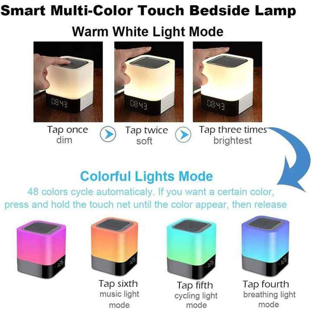 DY28Plus Bedside Alarm Clock Bluetooth Speaker – Touch LED, RGB Light