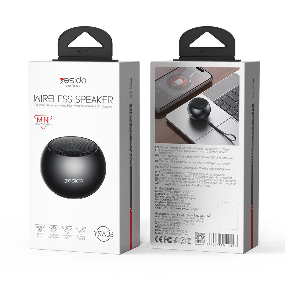 YESIDO YSW33 Mini Bluetooth Speaker – Aluminum Alloy Build