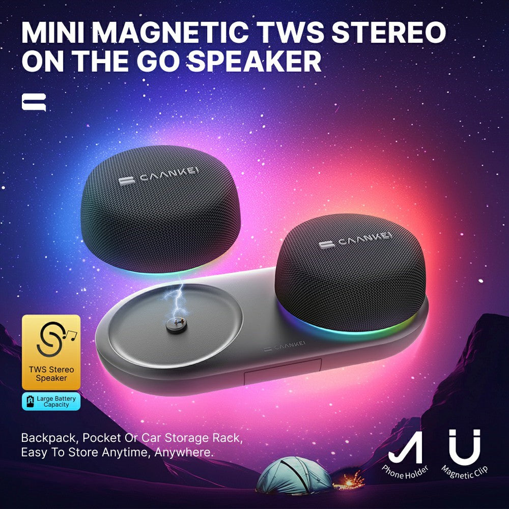 CAANKEI CS20 Portable Bluetooth Speaker – RGB Light, Magnetic Base