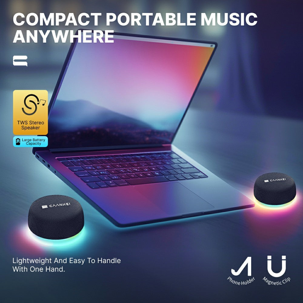 CAANKEI CS20 Portable Bluetooth Speaker – RGB Light, Magnetic Base