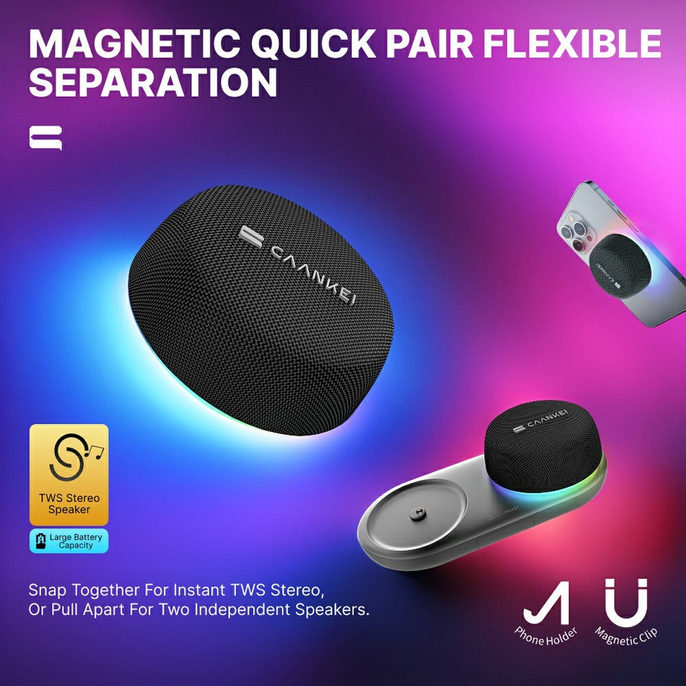 CAANKEI CS20 Portable Bluetooth Speaker – RGB Light, Magnetic Base