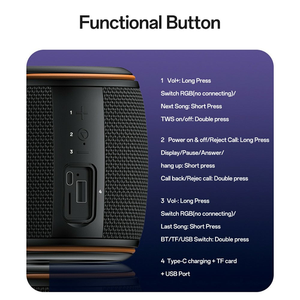 YESIDO YSW40 Portable Bluetooth Speaker – 8W Sound, RGB Light