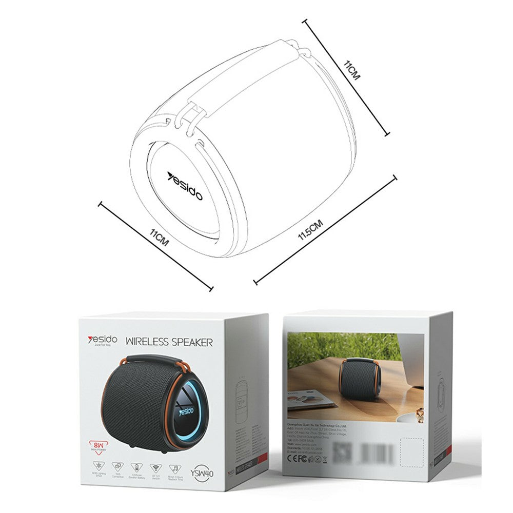 YESIDO YSW40 Portable Bluetooth Speaker – 8W Sound, RGB Light