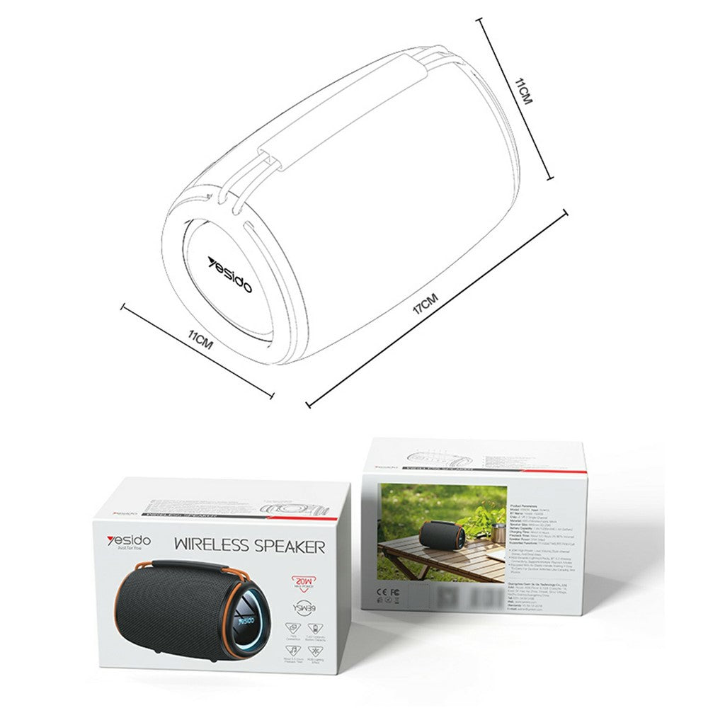 YESIDO YSW39 Bluetooth Speaker – 20W Sound, RGB Lighting