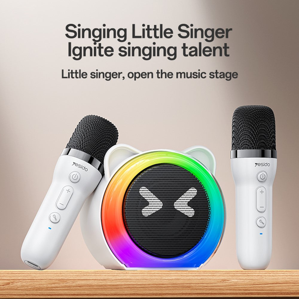 YESIDO YSW36 Kids Karaoke Speaker – Cute Ears Design, Dual Microphone