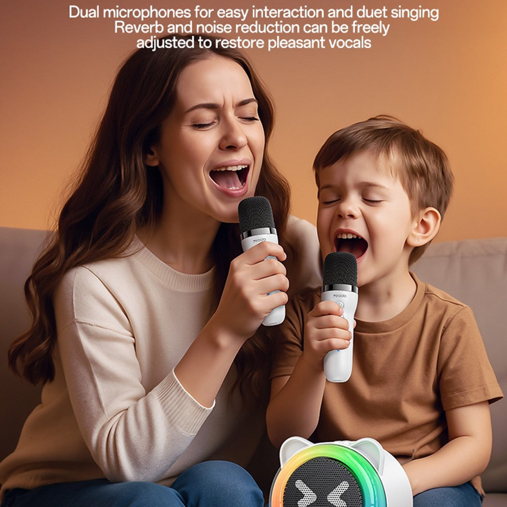 YESIDO YSW36 Kids Karaoke Speaker – Cute Ears Design, Dual Microphone