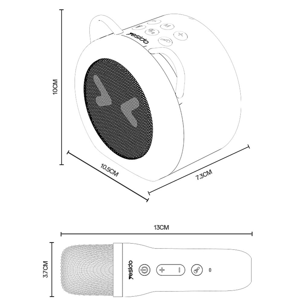 YESIDO YSW36 Kids Karaoke Speaker – Cute Ears Design, Dual Microphone