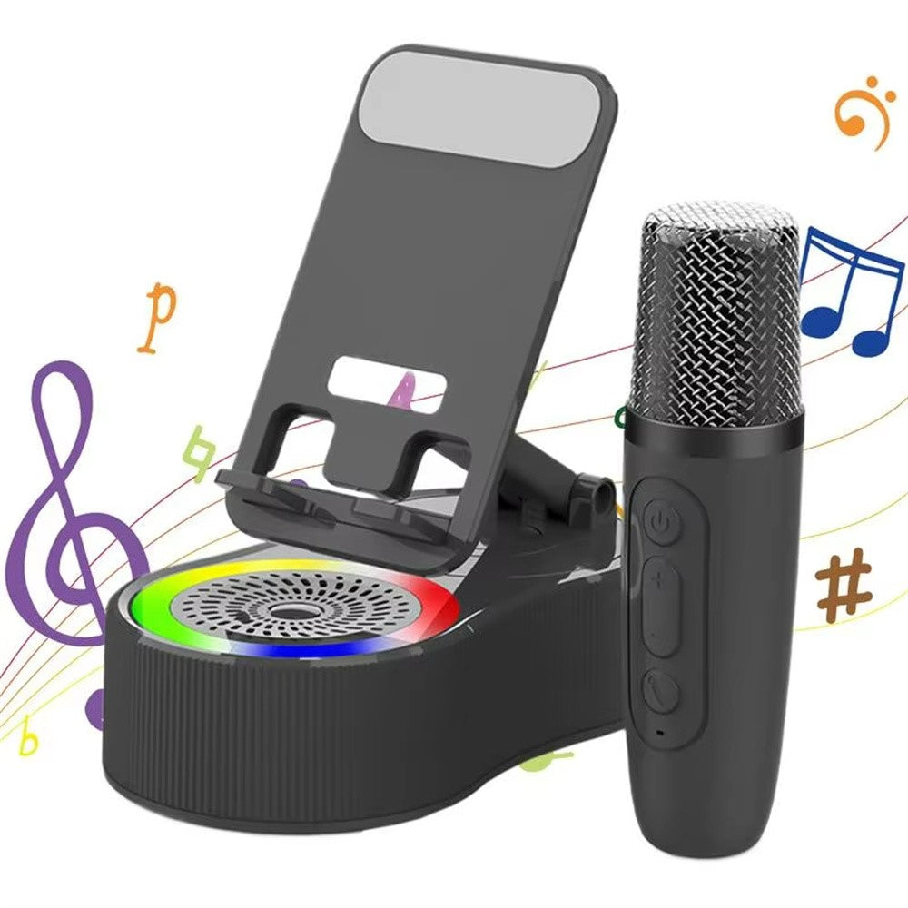 K500 Karaoke Speaker with Rotating Phone Stand – RGB Light, 2 Microphones