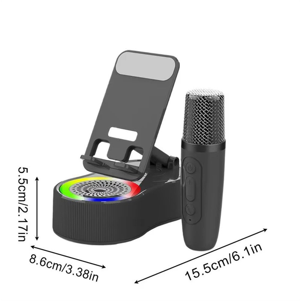K500 Karaoke Speaker with Rotating Phone Stand – RGB Light, 2 Microphones