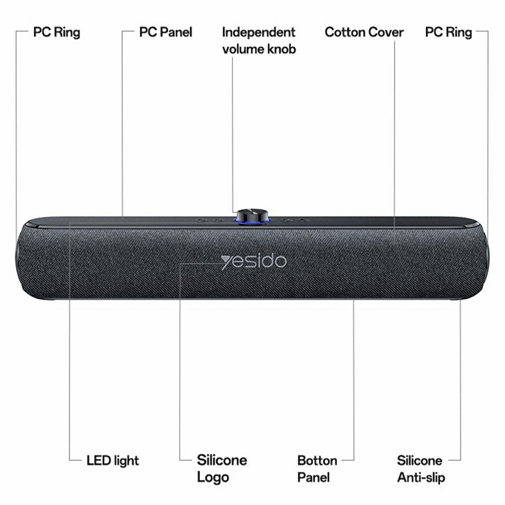 YESIDO YSW42 Desktop Bluetooth Soundbar – 20W HiFi Sound