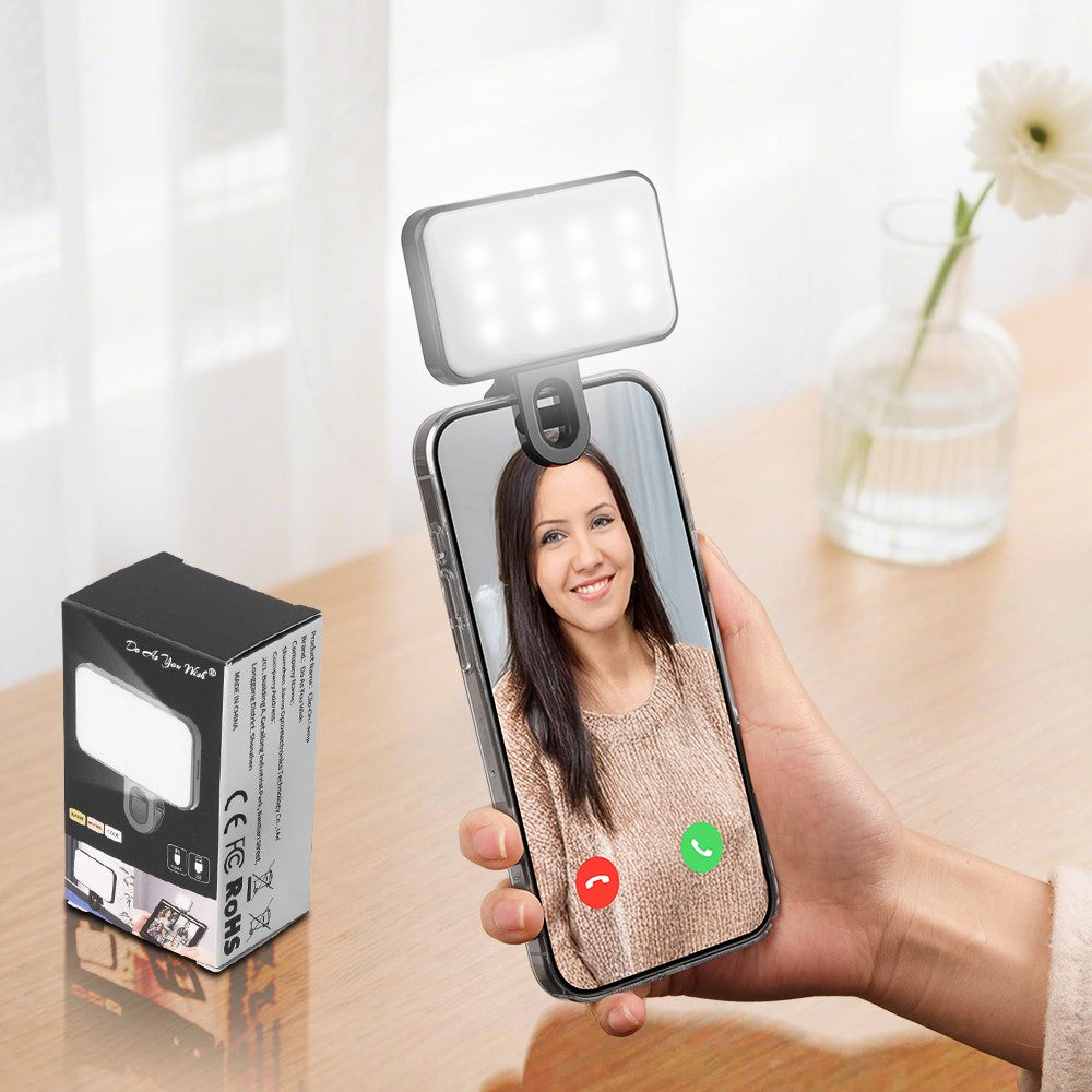 DO AS YOU WISH Mini Clip-on Light 24 LED Rechargeable Battery Adjustable Color Temperature Portable Fill Lamp