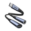 JOYROOM SY-C02 Headphone Adapter Type-C to 3.5mm+Type-C Aux Audio Cable with PD 60W Fast Charging