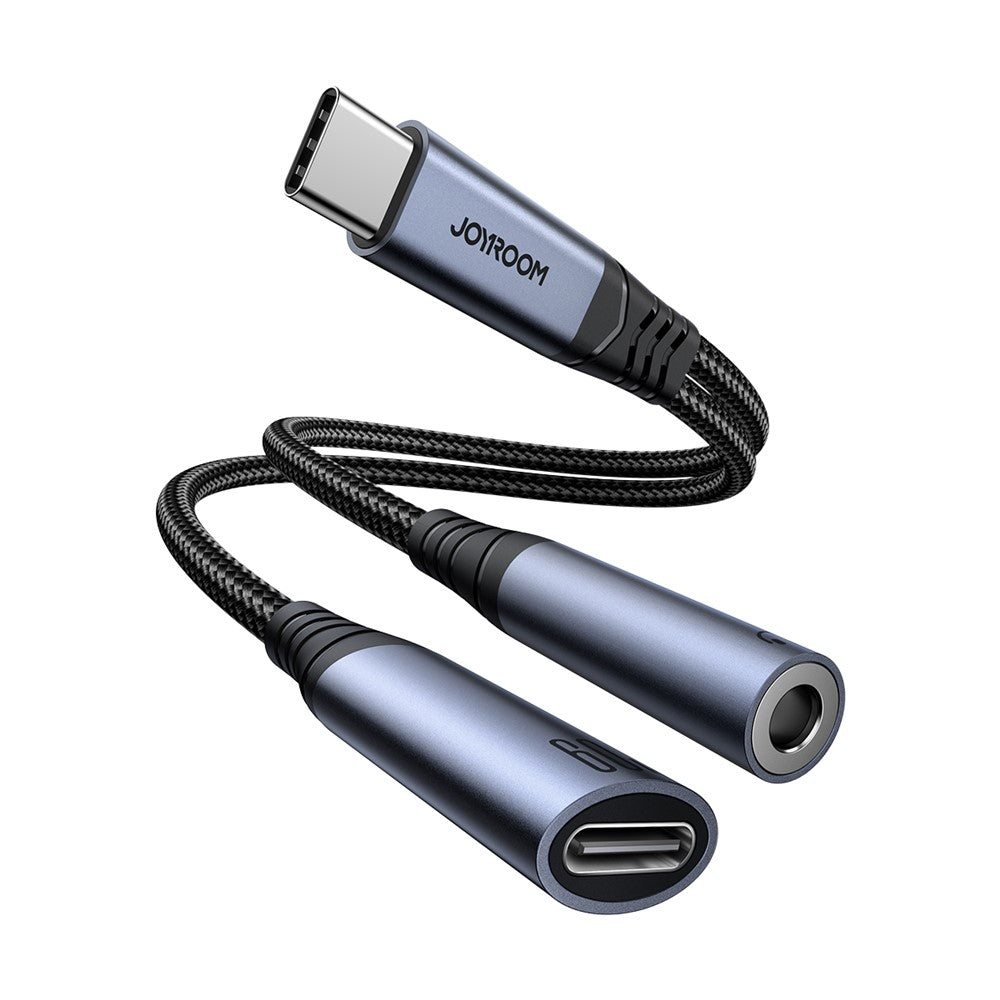 JOYROOM SY-C02 Headphone Adapter Type-C to 3.5mm+Type-C Aux Audio Cable with PD 60W Fast Charging