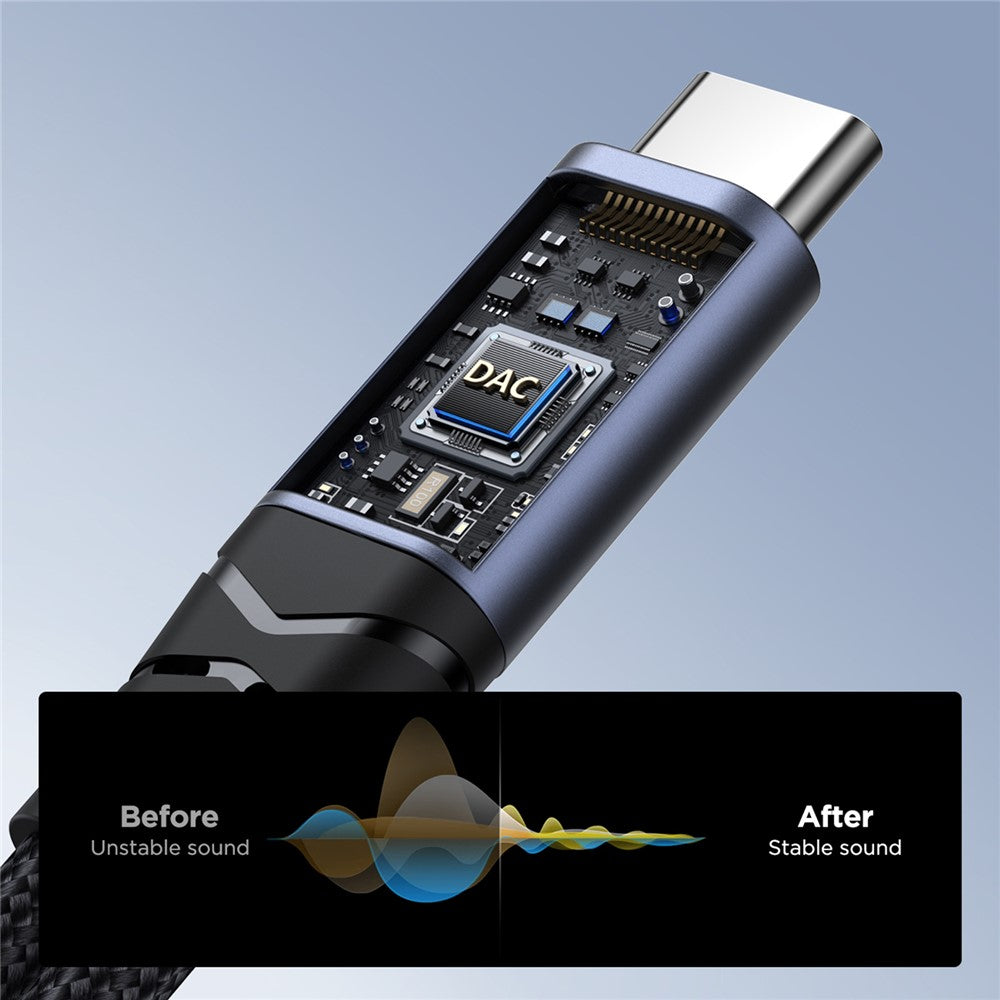 JOYROOM SY-C02 Headphone Adapter Type-C to 3.5mm+Type-C Aux Audio Cable with PD 60W Fast Charging