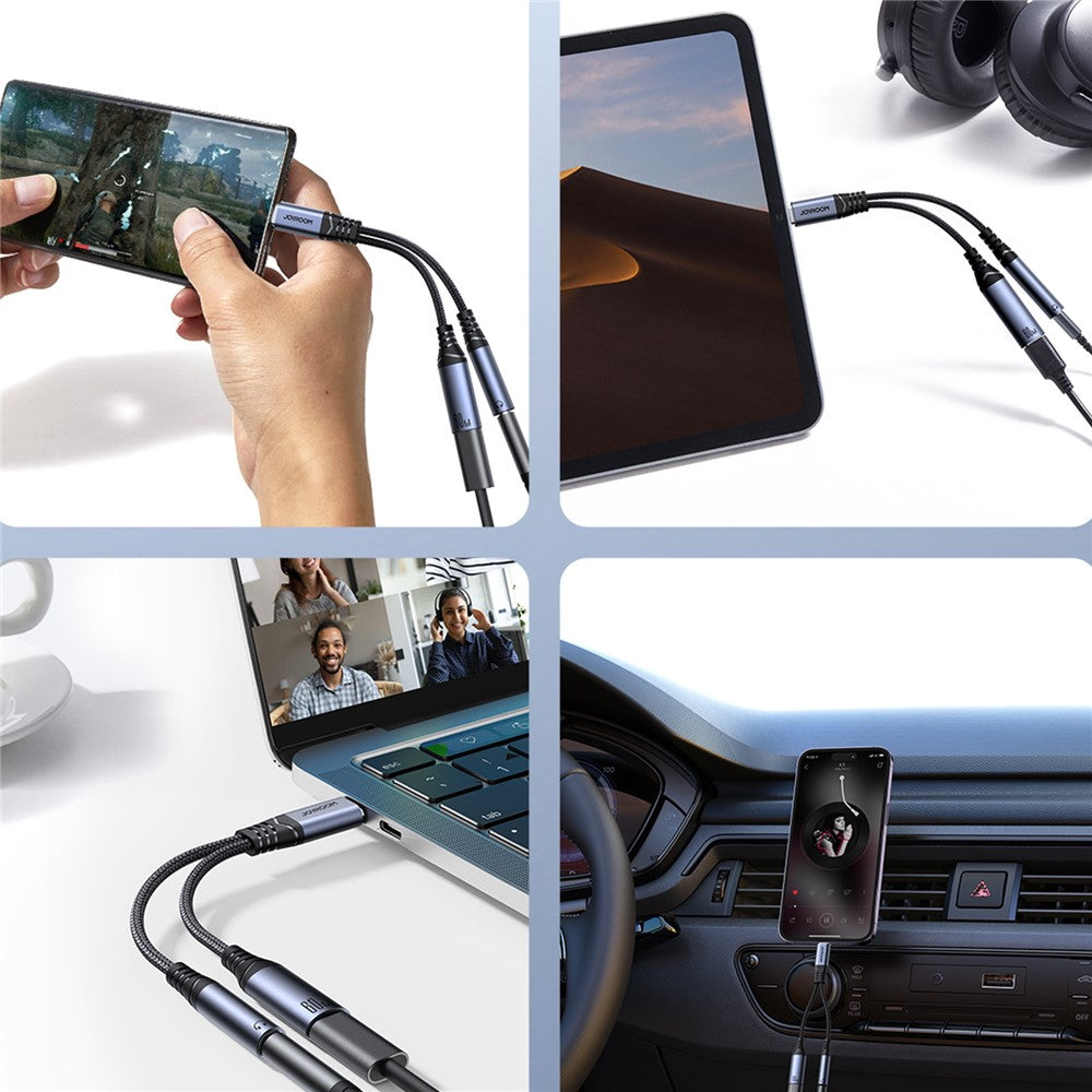 JOYROOM SY-C02 Headphone Adapter Type-C to 3.5mm+Type-C Aux Audio Cable with PD 60W Fast Charging