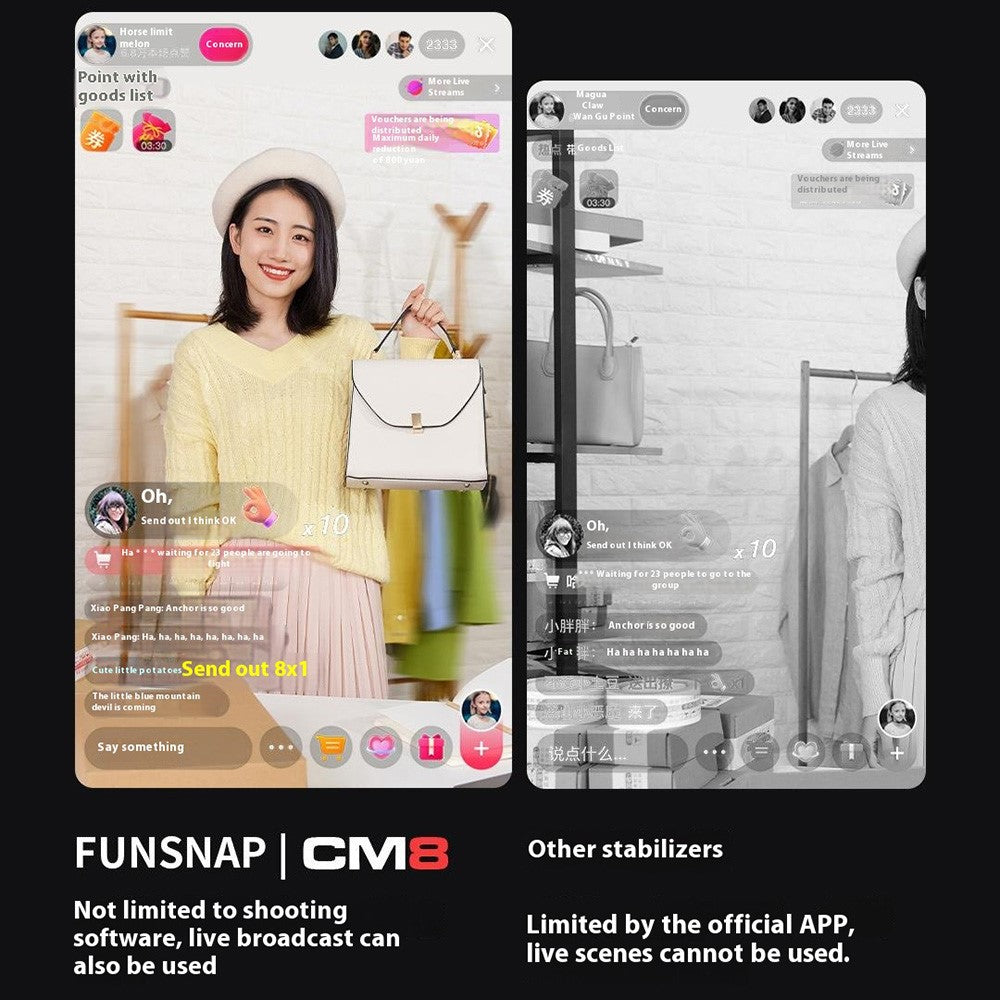 XIAOMIYOUPIN FUNSNAP CM8 Foldable 3 Axis Anti Shake Smartphone Gimbal Stabilizer for Vlog Shooting, AI Version