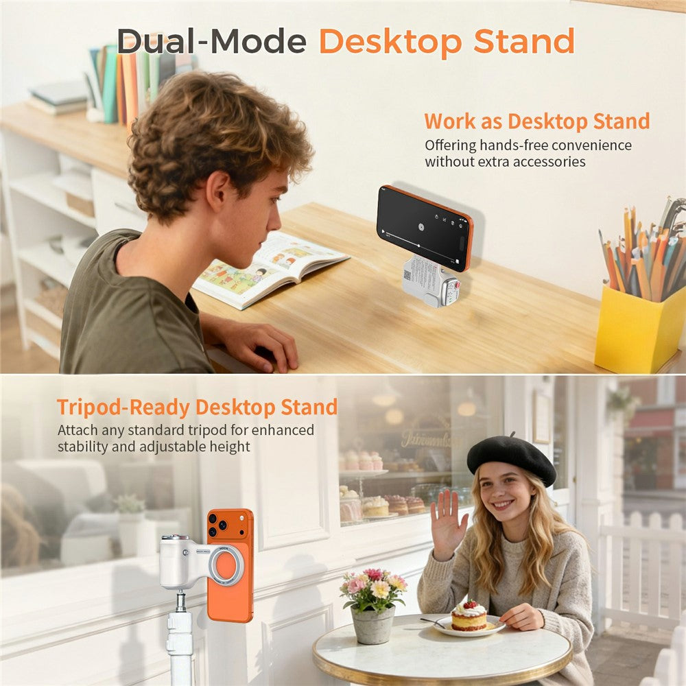 MOCA ARCO Phone Grip Handle with Remote Controller Magnetic Stand LED Light for iPhone iOS Compatible