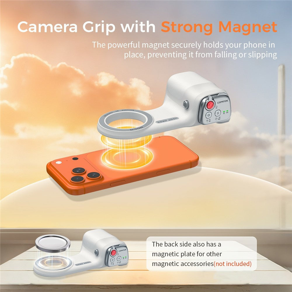MOCA ARCO Phone Grip Handle with Remote Controller Magnetic Stand LED Light for iPhone iOS Compatible