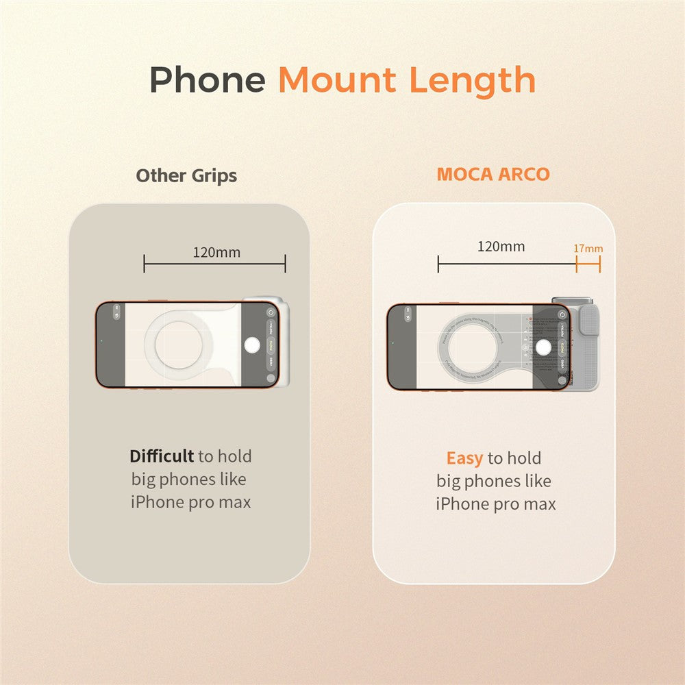 MOCA ARCO Phone Grip Handle with Remote Controller Magnetic Stand LED Light for iPhone iOS Compatible