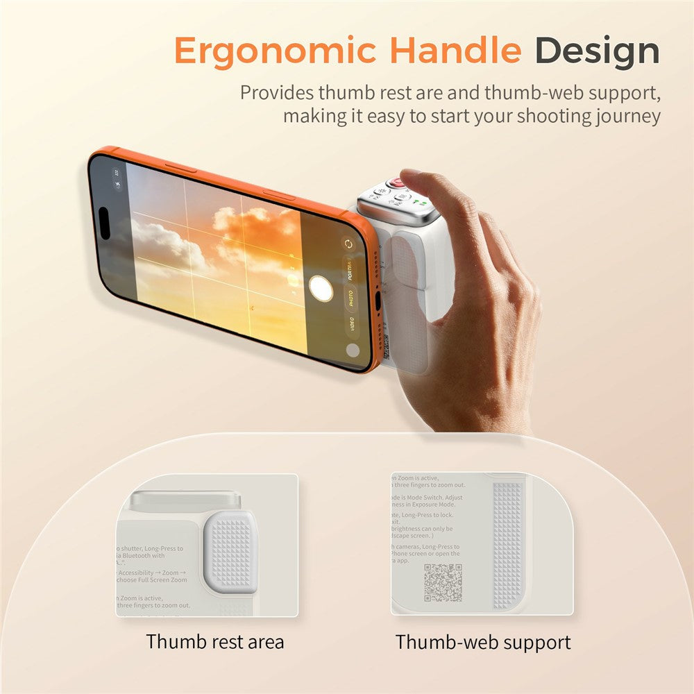 MOCA ARCO Phone Grip Handle with Remote Controller Magnetic Stand LED Light for iPhone iOS Compatible