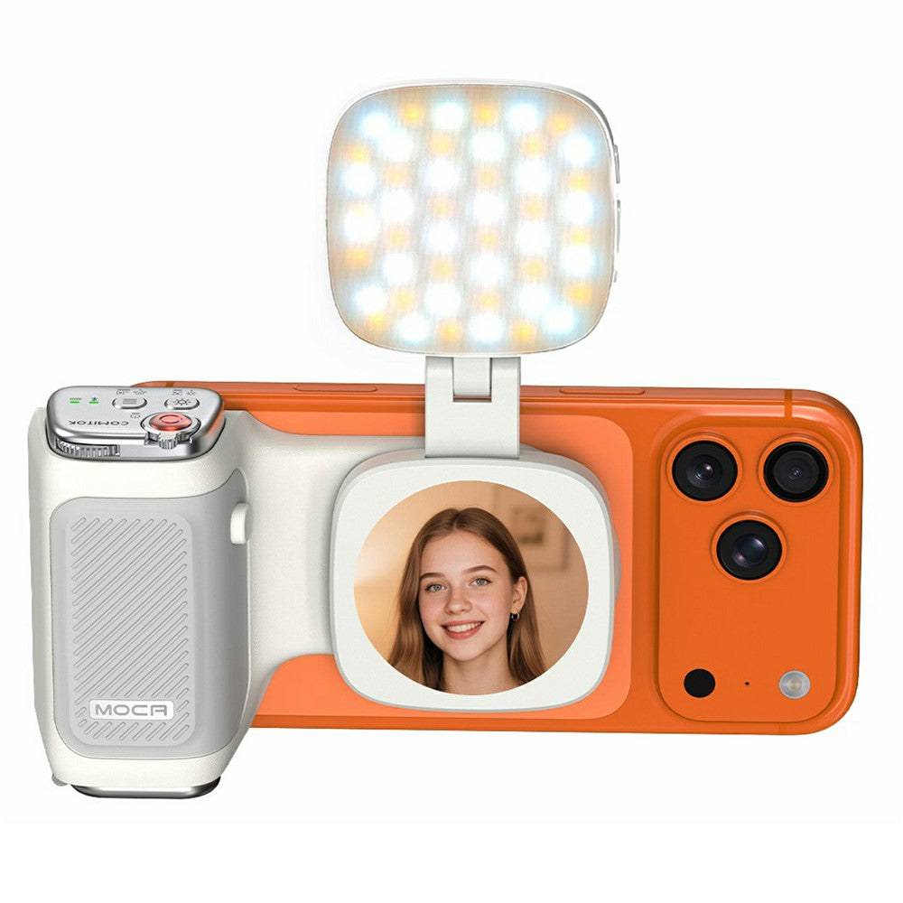 MOCA Grip Camera Handle with Detachable Remote Control and LED Light for iPhone 17  /  16  /  15 MagSafe Compatible Shooting Accessories