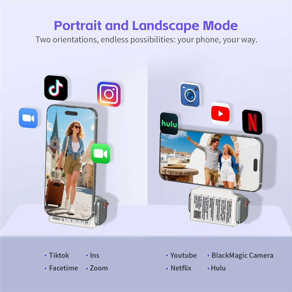 MOCA Grip Camera Handle with Detachable Remote Control and LED Light for iPhone 17  /  16  /  15 MagSafe Compatible Shooting Accessories
