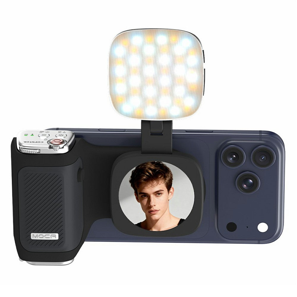 MOCA Grip Camera Handle with Detachable Remote Control and LED Light for iPhone 17  /  16  /  15 MagSafe Compatible Shooting Accessories