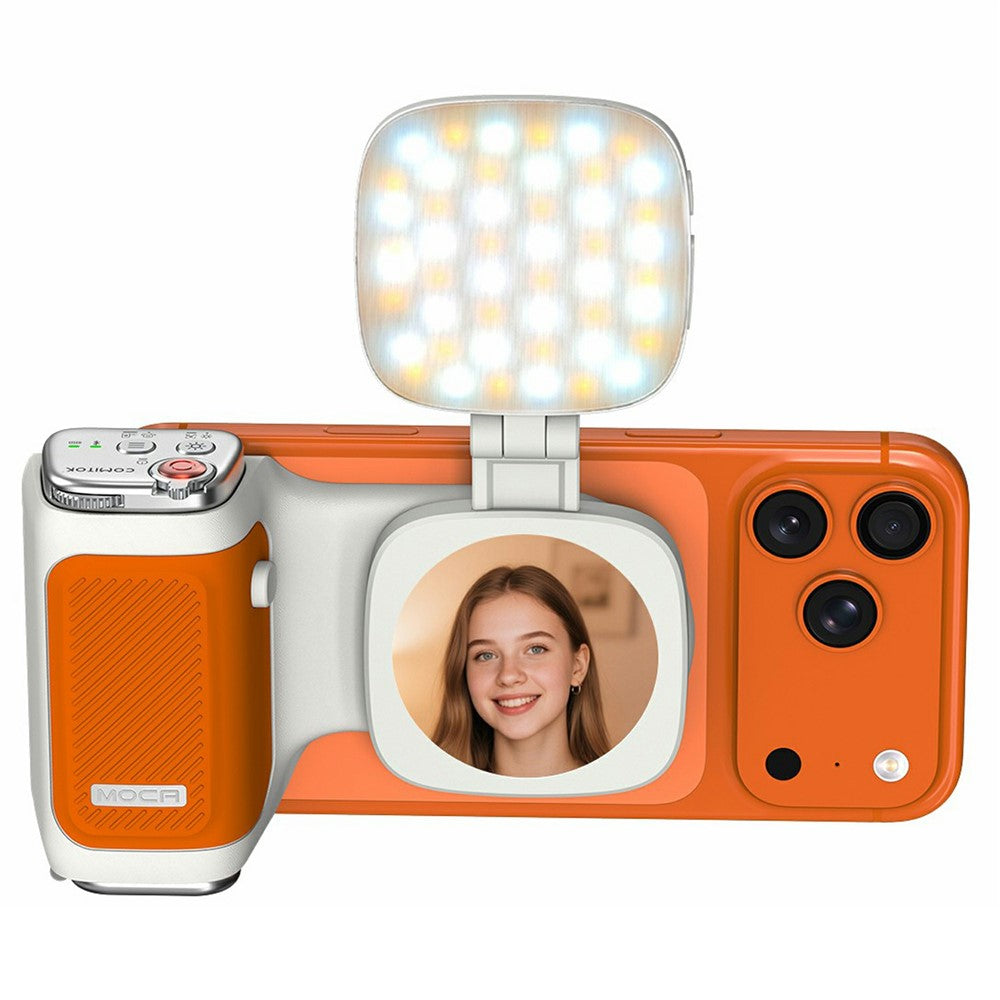 MOCA Grip Camera Handle with Detachable Remote Control and LED Light for iPhone 17  /  16  /  15 MagSafe Compatible Shooting Accessories