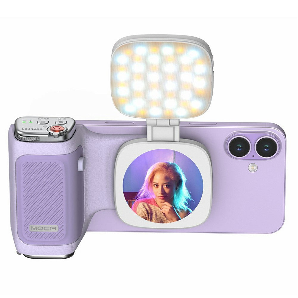 MOCA Grip Camera Handle with Detachable Remote Control and LED Light for iPhone 17  /  16  /  15 MagSafe Compatible Shooting Accessories