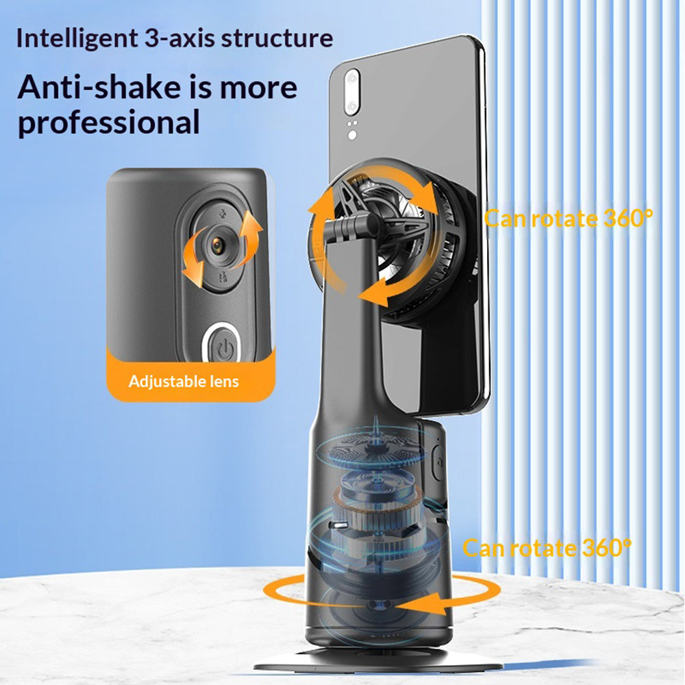 AI Auto Tracking Gimbal Face Recognition Stabilizer 360 Degree Rotating Phone Holder with Cooling Fan for Live Streaming
