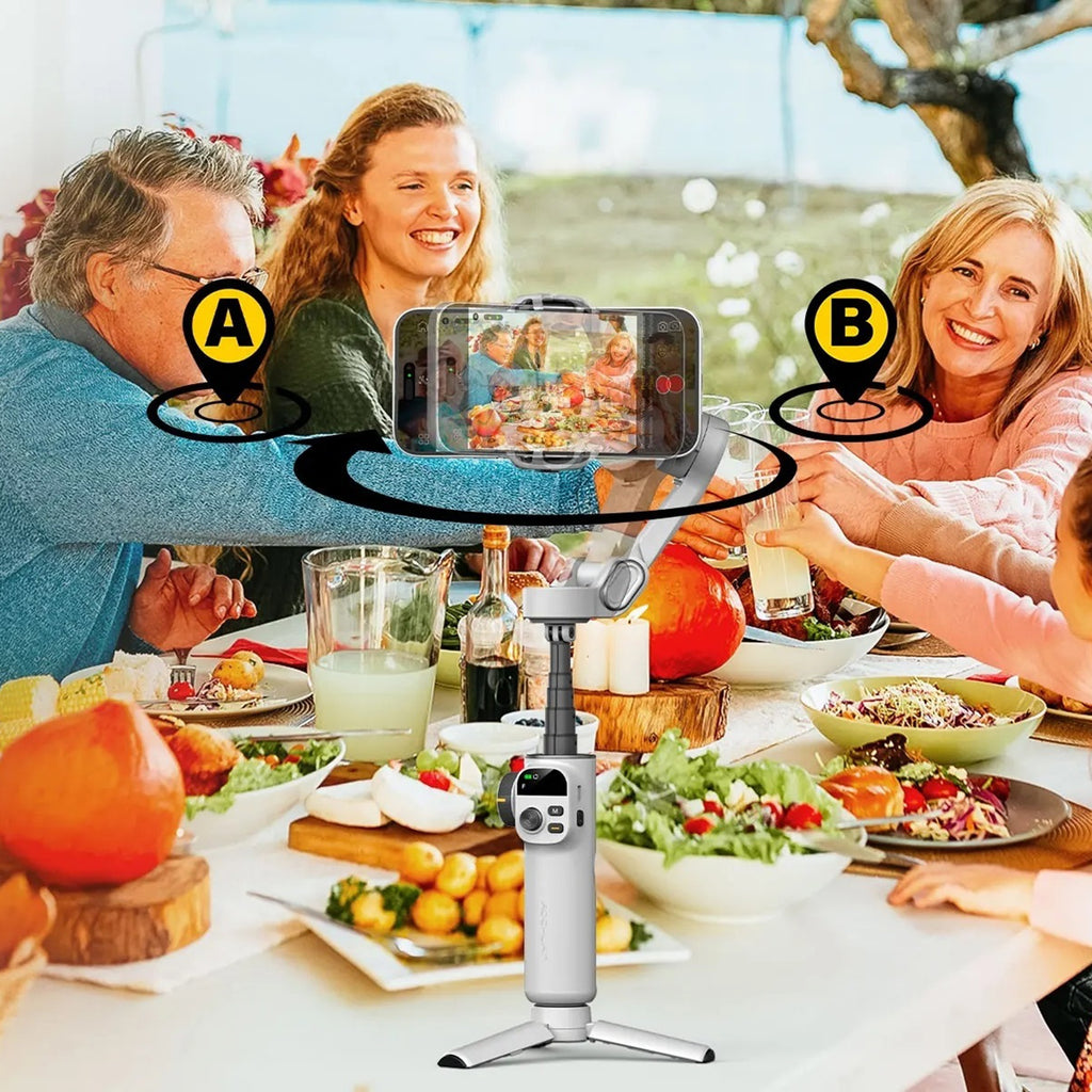 AOCHUAN X2 OLED Screen Gimbal Stabilizer for Smartphone AI Tracking 3-Axis Handheld Phone Stabilizer with Extension Rod