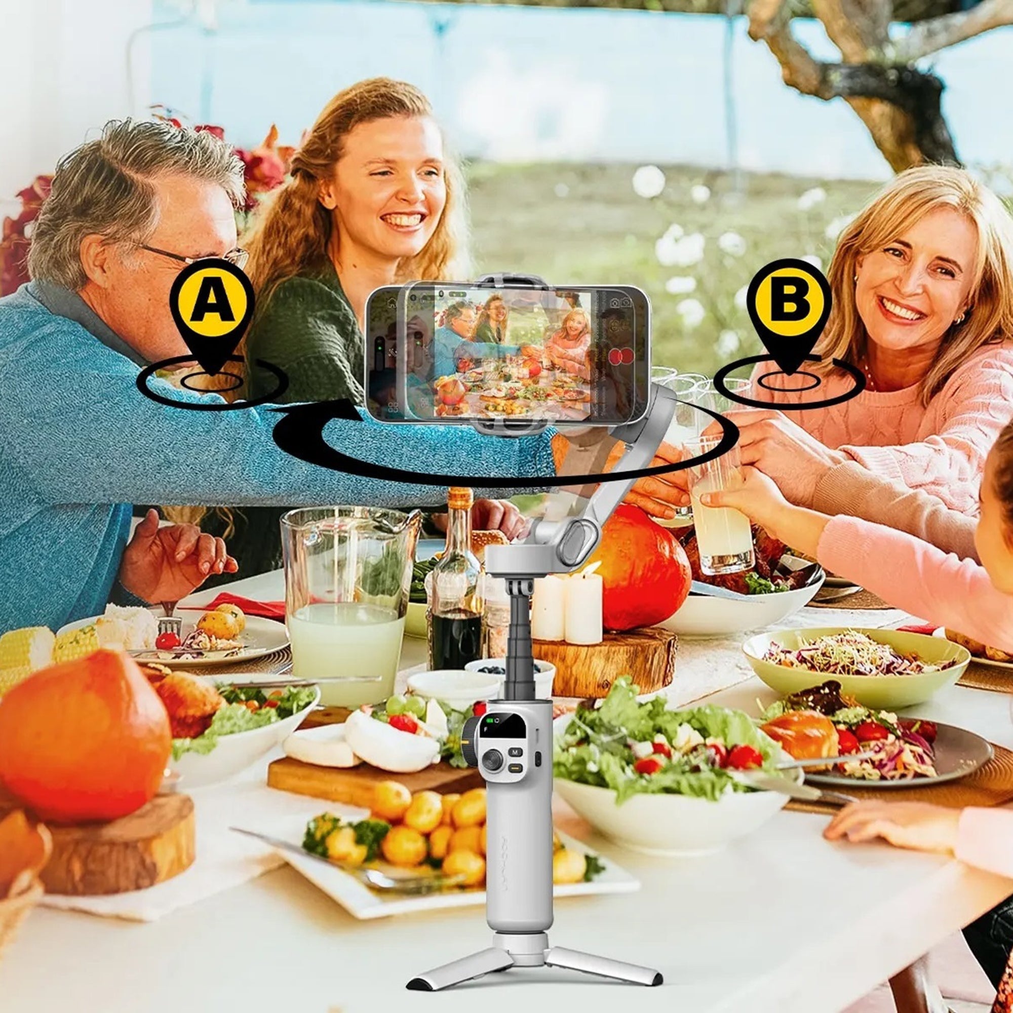 AOCHUAN X2 OLED Screen Gimbal Stabilizer for Smartphone AI Tracking 3-Axis Handheld Phone Stabilizer with Extension Rod