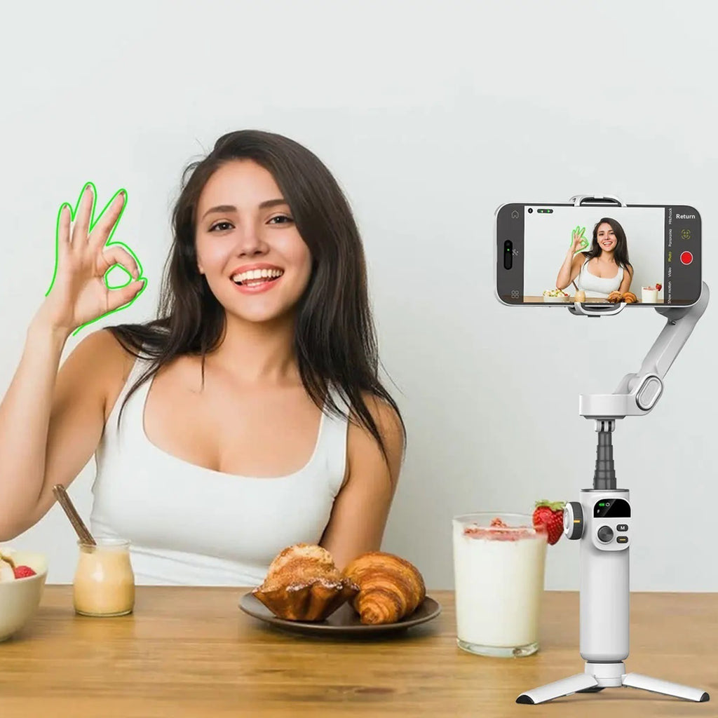 AOCHUAN X2 OLED Screen Gimbal Stabilizer for Smartphone AI Tracking 3-Axis Handheld Phone Stabilizer with Extension Rod