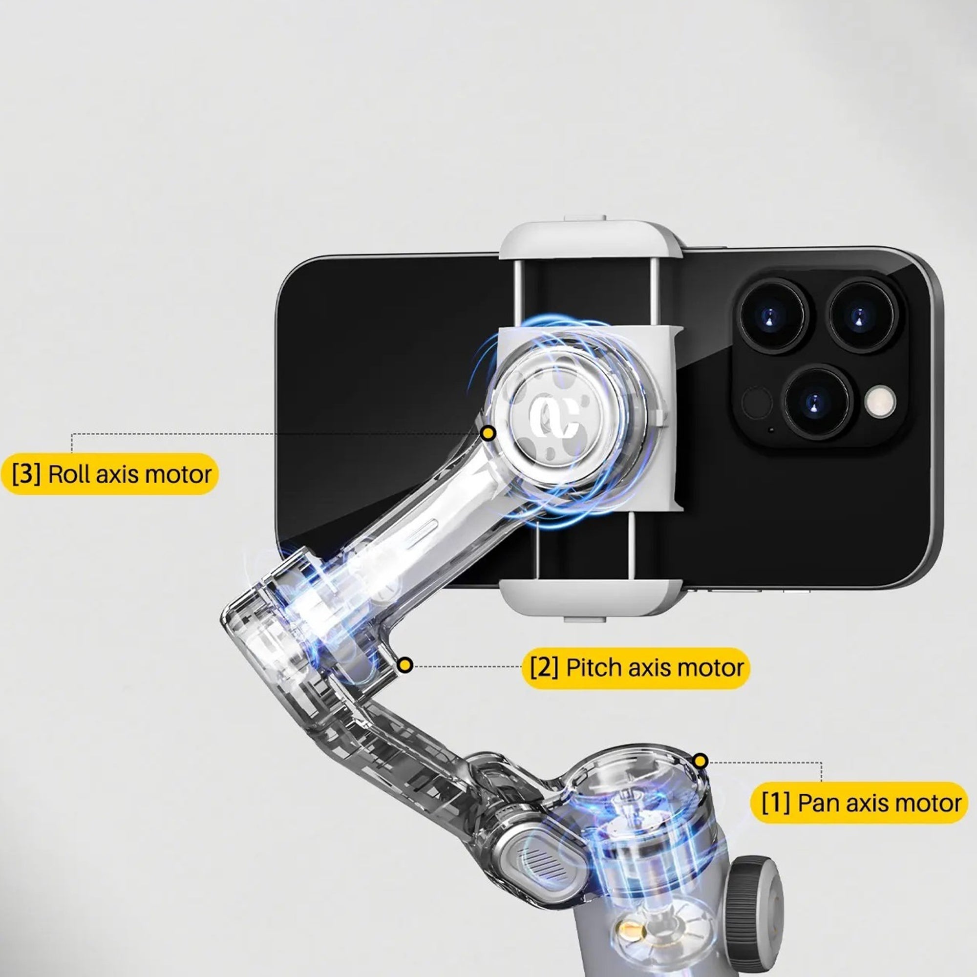 AOCHUAN X2 OLED Screen Gimbal Stabilizer for Smartphone AI Tracking 3-Axis Handheld Phone Stabilizer with Extension Rod
