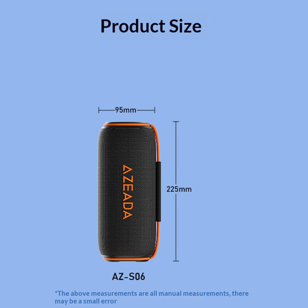 AZEADA AZ-S06 Waterproof Bluetooth Speaker – 30W Sound, RGB Light