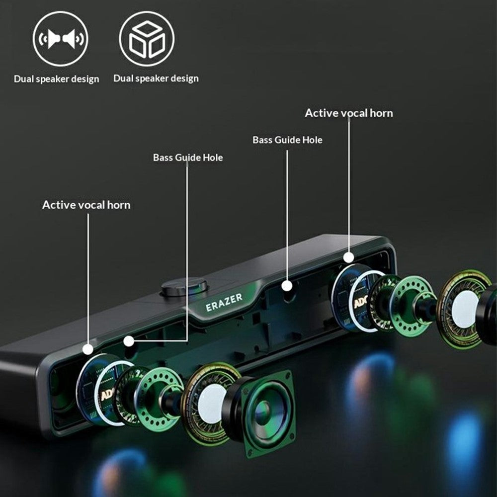ERAZER W113 Desktop RGB Speaker – USB Wired & Bluetooth 5.4