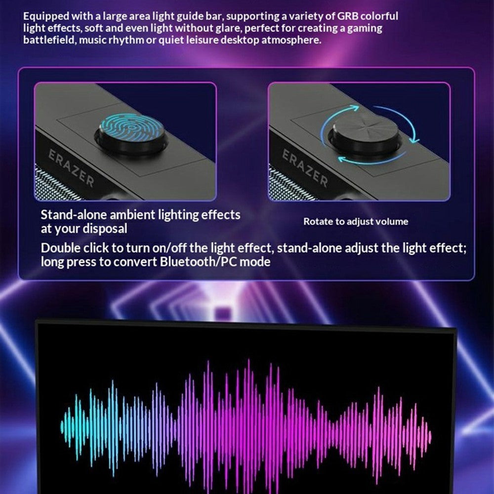 ERAZER W113 Desktop RGB Speaker – USB Wired & Bluetooth 5.4