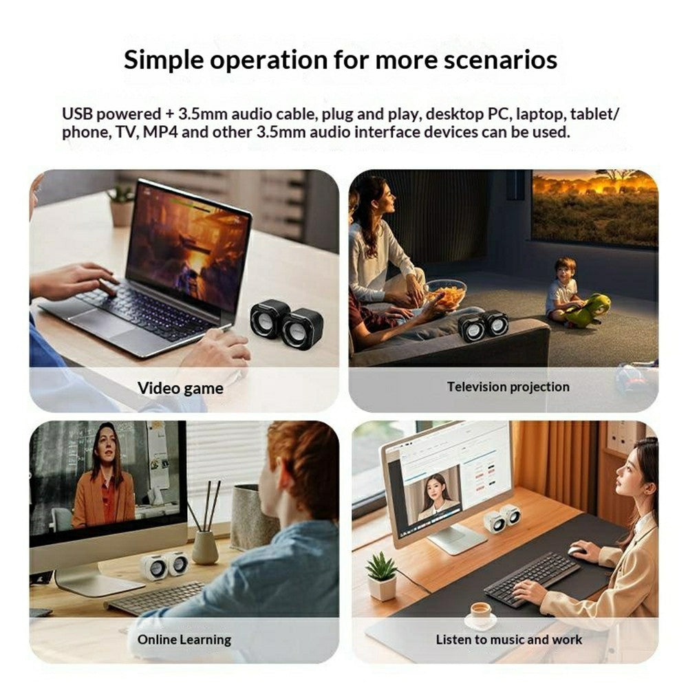 ERAZER A300 Desktop Computer Speakers – Compact Stereo Sound, USB Powered