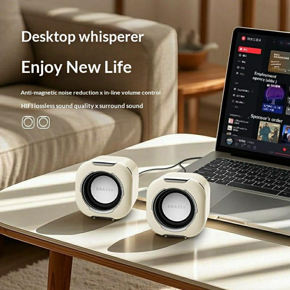 ERAZER A300 Desktop Computer Speakers – Compact Stereo Sound, USB Powered