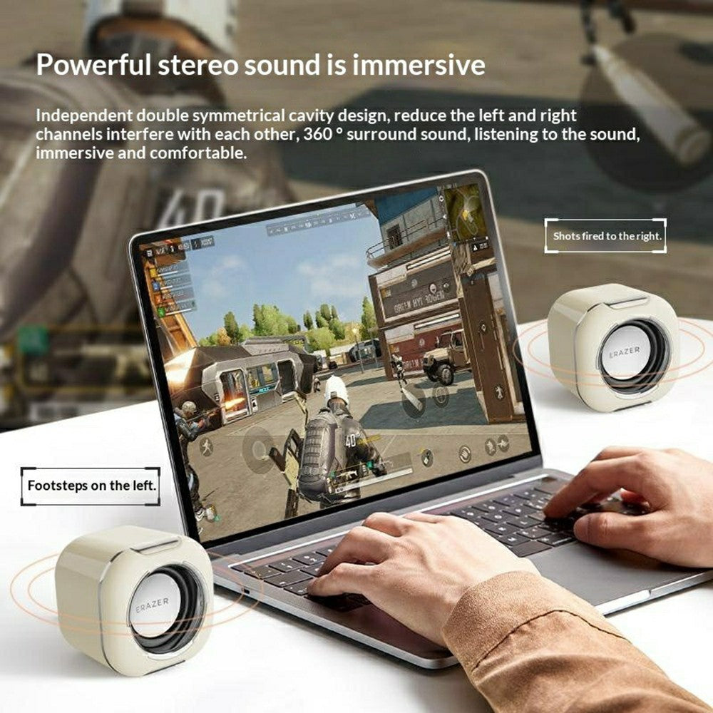 ERAZER A300 Desktop Computer Speakers – Compact Stereo Sound, USB Powered