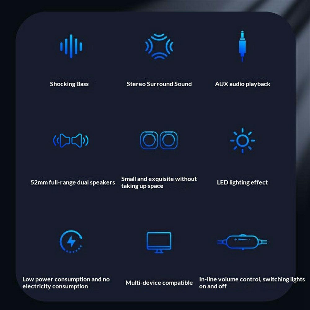 ERAZER A300Pro Desktop Computer Speakers – LED Lighting, USB Powered